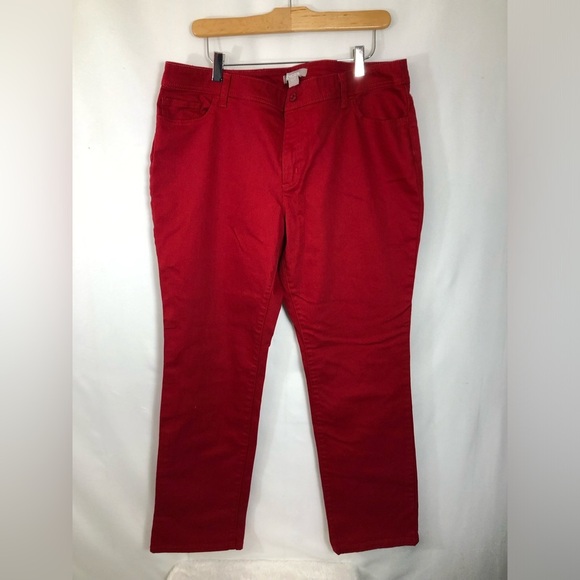 Women’s Red Jeans. Embroidered Back Pockets. Chicos. 38/29. Like New. - Picture 1 of 9